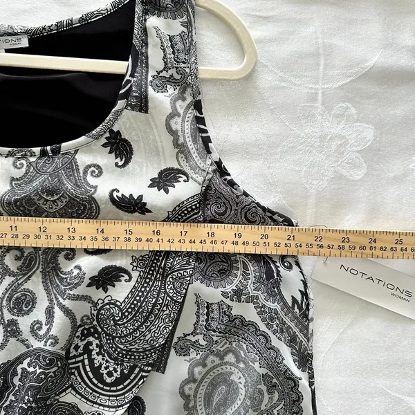 Notations Size-1X Women's Chiffon Overlay Abstract‎ Patterned & Black Dress - Image 4