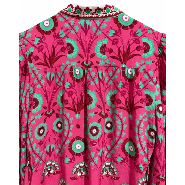 Celina‎ Moon Rose Abstract Block Print Long Sleeve Dress Women's Size Small - Image 4