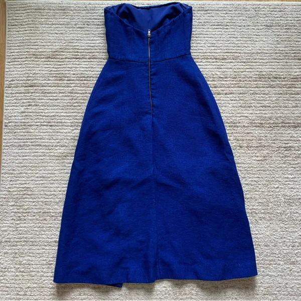 C/MEO Collective Wake Me Strapless Midi Dress Royal Blue Size Small - Image 3