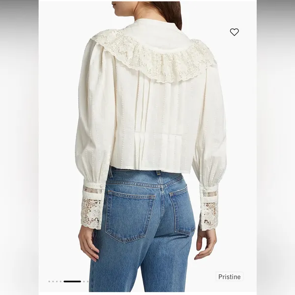 Ulla Johnson White Eyelet Lace Blouse sz 0 - Image 4