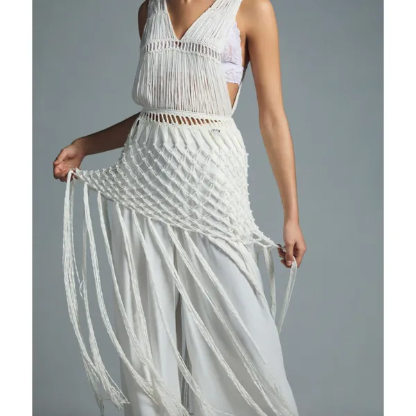 ANTHROPOLOGIE Crochet‎ Fringe Beaded Tunic NWT One Size - Image 2