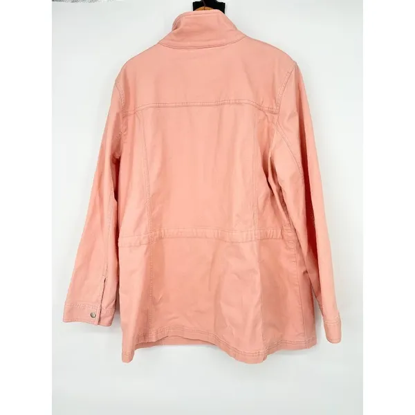 Talbots Utility Safari Jacket Size XL‎ Snap Zip Front Pockets Peach Pink Casual - Image 6
