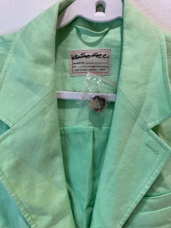 Free People NWOT 100% Linen Vest Green Light Lime Bright‎ Young Things Size M - Image 6