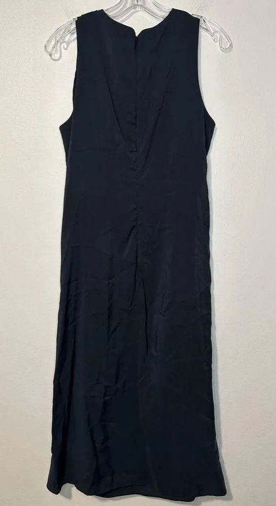 Abercrombie High Neck Column Black Satin Midi Corporatecore Dress Sz S - Image 3