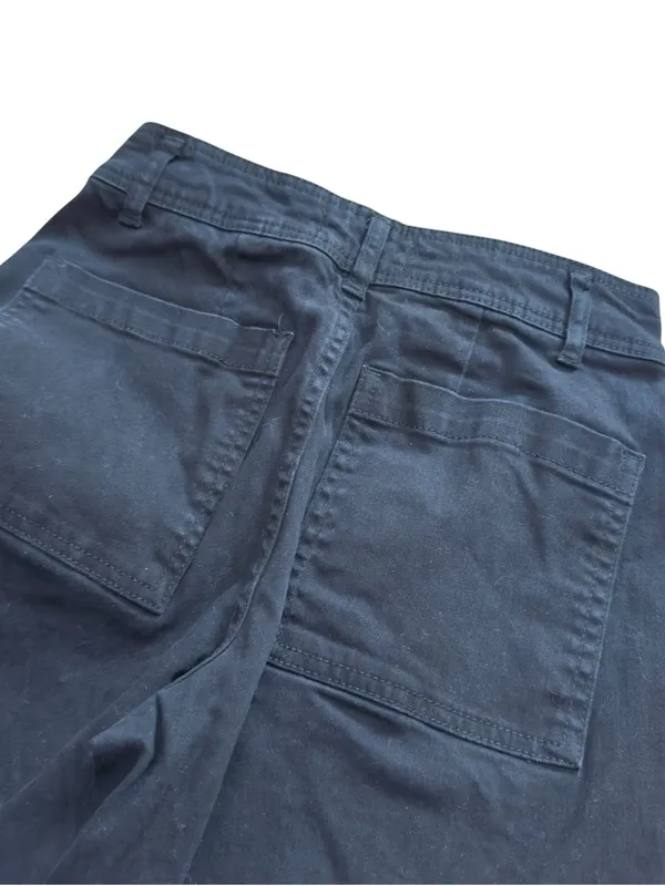 OAT New York Women’s 2 26 Short Black Coated Stretch Wide Leg Raw Hem Jeans NWOT - Image 12