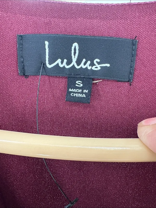 Lulus Lost in the Moment Burgundy Maxi Dress side slit S flutter sleeve bridesmaid - Image 7