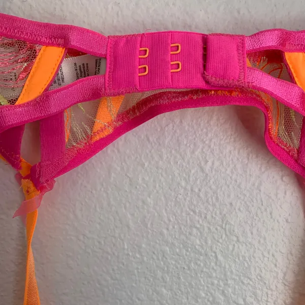 NEW For Love and Lemons Tulip Garter‎ Belt in Neon Pink and Orange - Image 7