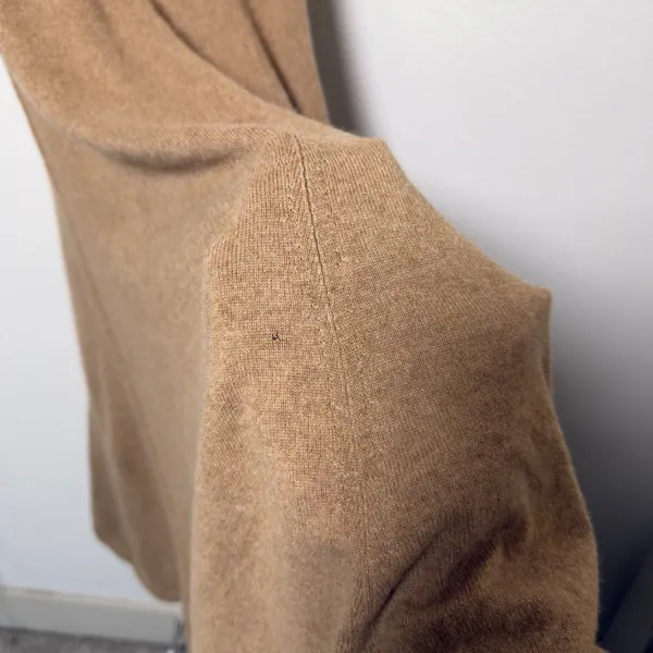 Polo Ralph Lauren Women 100% Cashmere Midi Dress M Camel Turtleneck Fit & Flare - Image 7