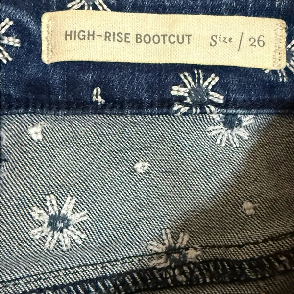 Pilcro Embroidered High-Rise Cropped‎ Starbursts Pattern Bootcut Jeans Sz 26 - Image 6