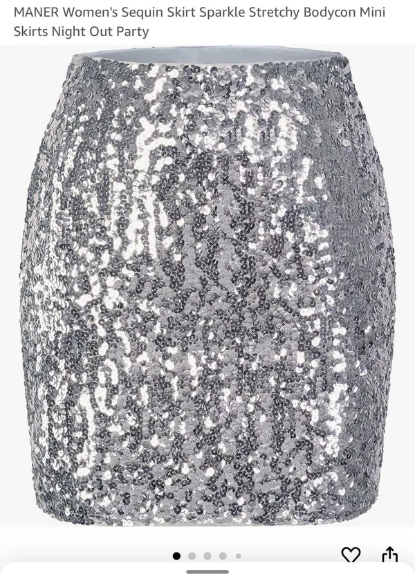 Sequin Skirt Silver Size 2X - Image 3