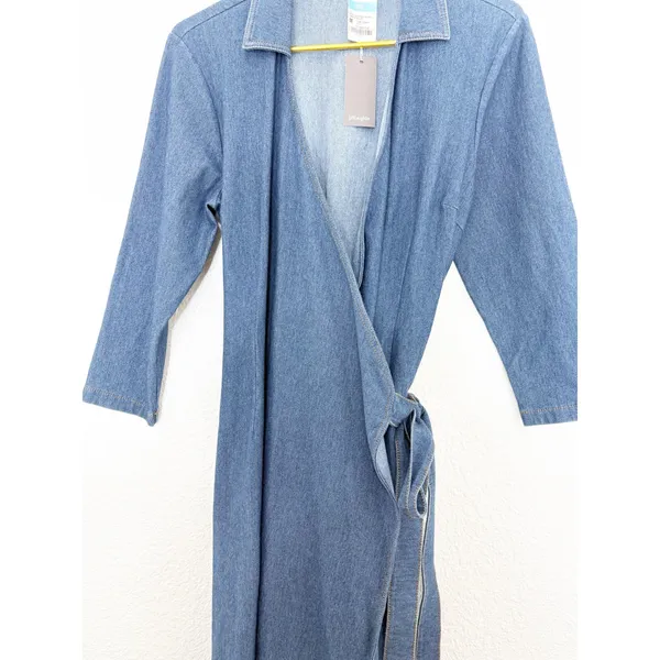 Tuckernuck J. Mclaughlin Lila Indigo Cotton Stretch Denim Wrap Dress Size Medium - Image 9