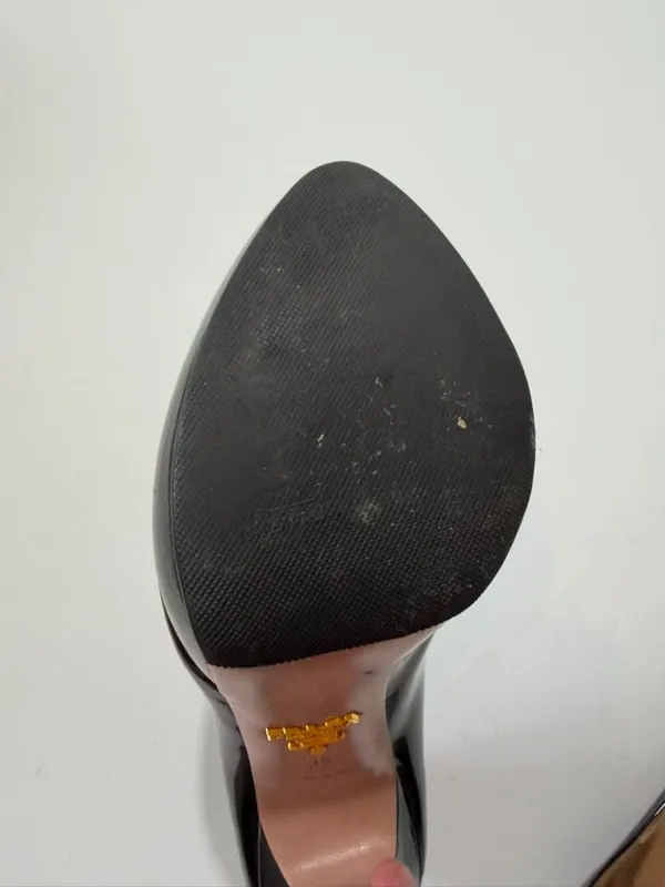 Prada Milano Black Patent Leather Peep Toe Platform Pumps Size 8.5 US - Image 8