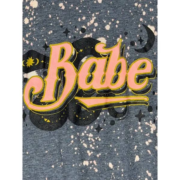 Vintage Style 'Babe' Graphic Bleach Splatter Medium T-Shirt - Image 2