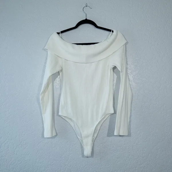 Aerie x American Eagle Cream Off The Shoulder Sweater Bodysuit Size XL - Image 7