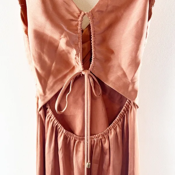 Hello Molly Piece Of Your Love Satin Maxi Dress Rust Coral Peach Pink 2 - Image 8