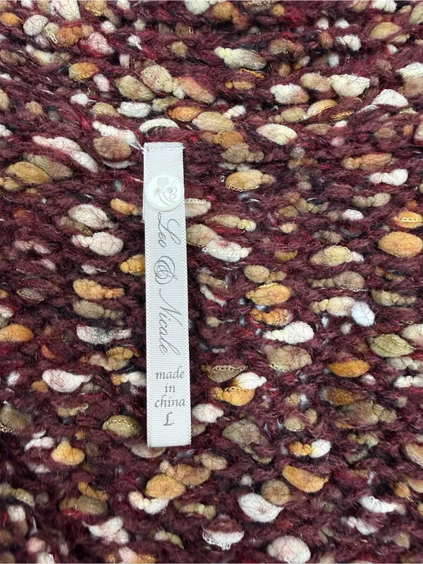 Leo & Nicole Brown Marled V-Neck Chunky Knit Cardigan - Image 4