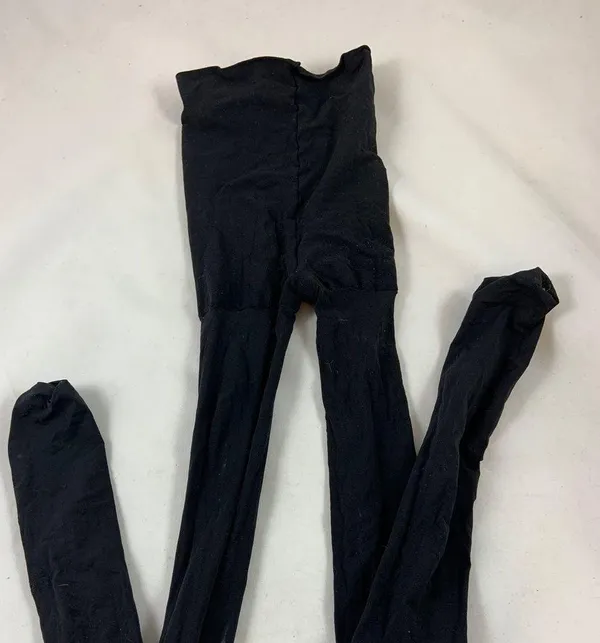 M/L Black opaque one leg torn punk rock tights - Image 3