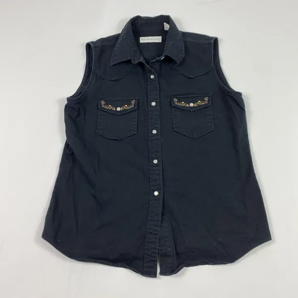 Vintage‎ Banana Republic Vest Womens Large Western Pearl Snap Embroidered Floral - Image 2