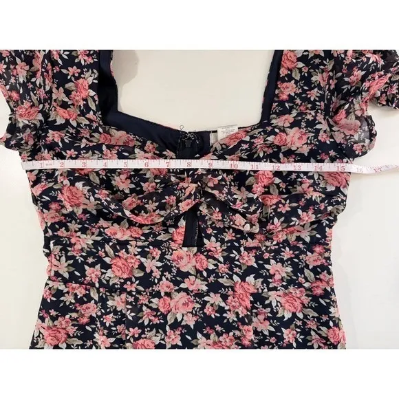 Altar'd State Floral Mini Dress Sweetheart Keyhole Cottagecore‎ Navy Pink Small - Image 7