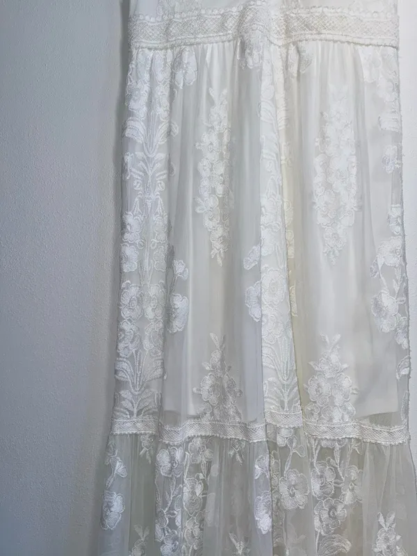Altar’d State Nallah White Lace Maxi Dress V-neck Sheer - Image 4