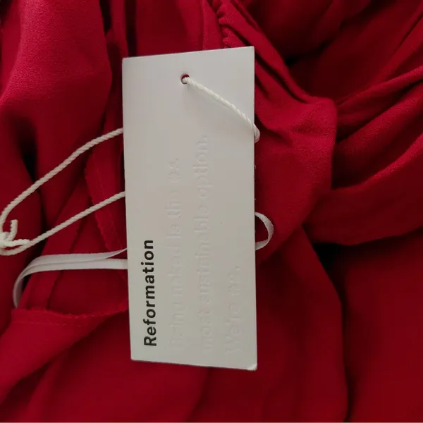 Reformation Dress Sz 2 Red One Shoulder Midi Formal Cocktail Party Wedding Guest - Image 8