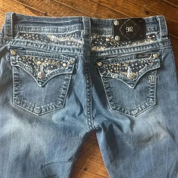 Miss Me western bling embroidered sequined distressed 30 boot jeans - Image 2