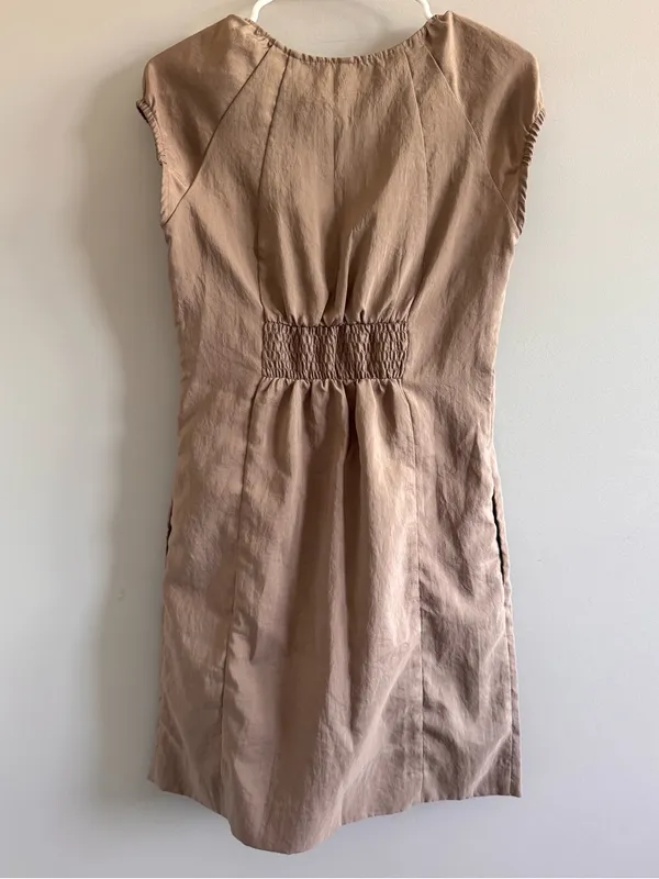 Maeve‎ Peter Pan Collar Taupe Shift Dress Size 4 Anthropologie - Image 3