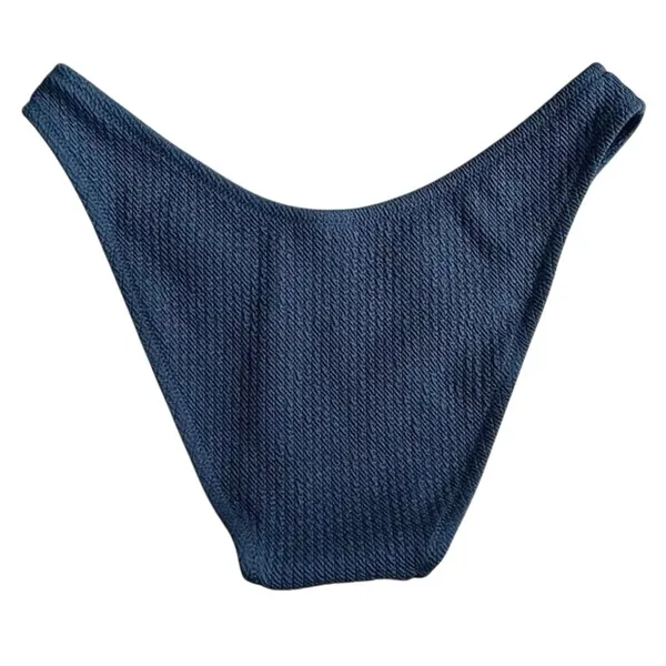 NWT J. Crew Textured Curved Waist Cheeky Bikini Bottom High Cut Leg S Navy Blue - Image 14