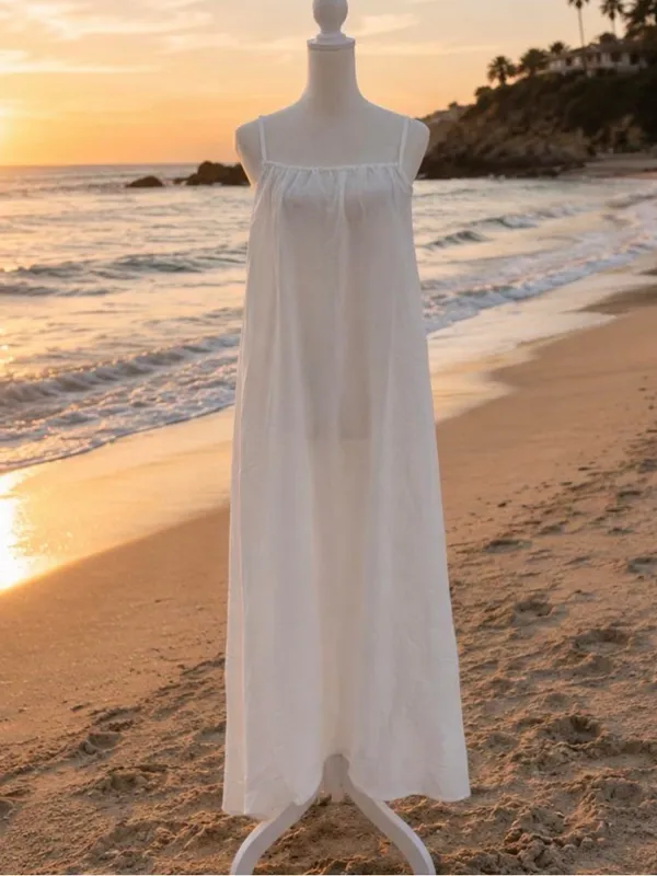 Good Vibes Backless White Spaghetti-Strap Maxi Dress Size Medium NIB - Image 4