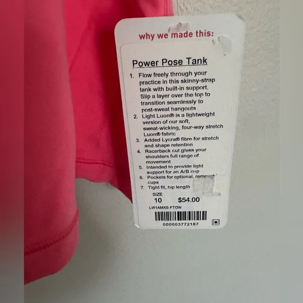 NWT Lululemon Power Pose Tank Flash Light‎ Tone Pink Gym Yoga Workout Top 10 - Image 4