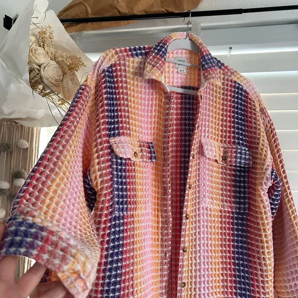 Urban outfitters Colorful Textured Shacket 70s Retro Indie Boho Size XS - Image 2