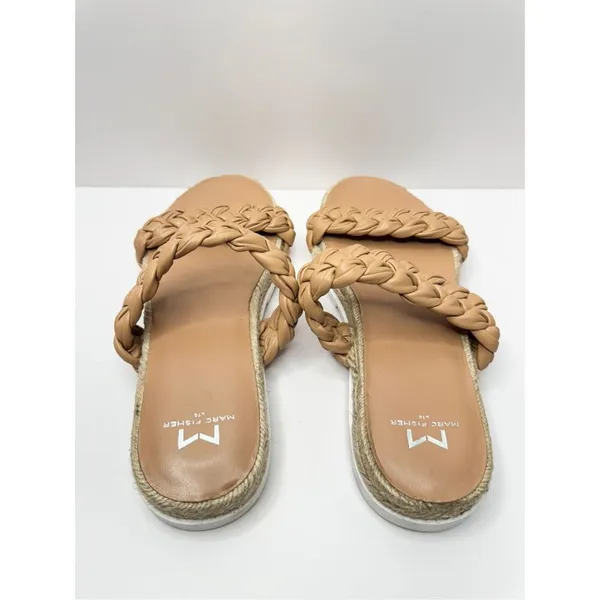 Marc Fisher Sandals Size 7.5‎ Tan Leather Jaimee Espadrille Double Strap - Image 5