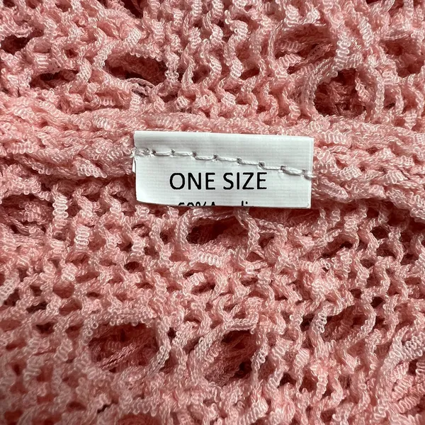 Coco Carmen Crochet Sweater OS Pink Open Knit Pullover Oversized‎ Beachy Relaxed - Image 10