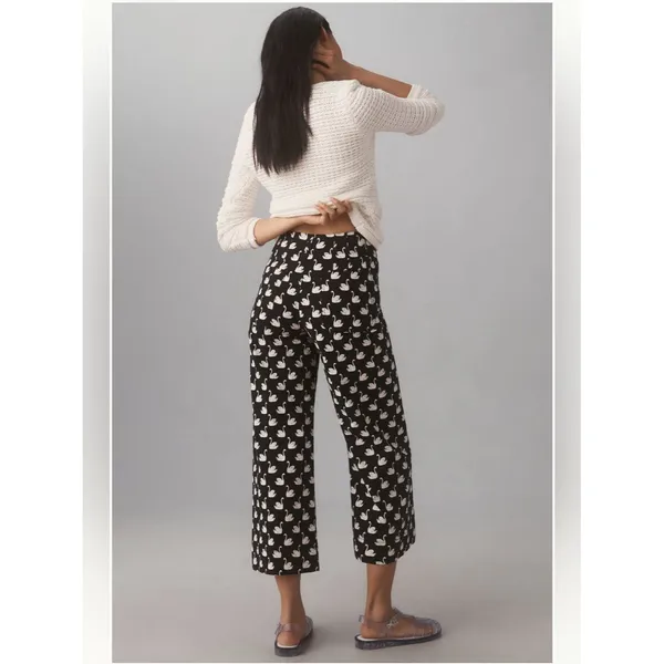 Anthropologie Maeve Colette High Rise Wide Leg Crop Pants in Magic Fabric - Image 3