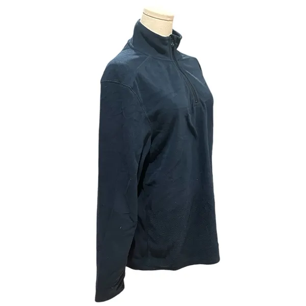 Workout Fleece Women’s Shirt Quarter Zip Pullover Navy Blue Medium - Image 3