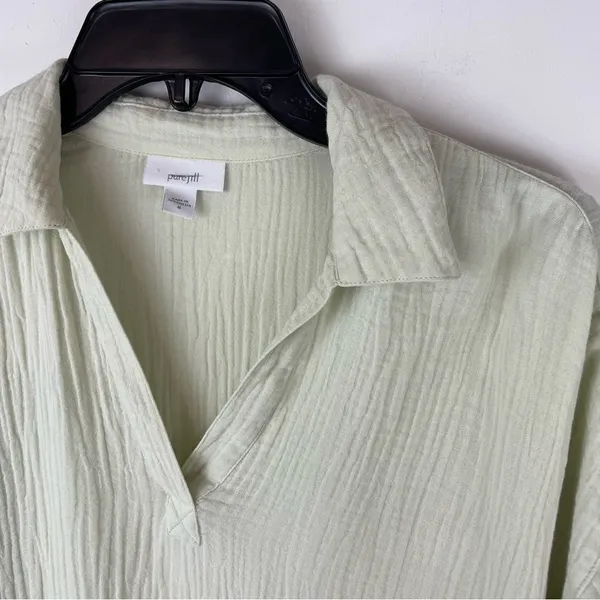 J. Jill Pure Jill Gauzey Orangic Cotton Tunic Top Sz Medium Boho Lagenlook - Image 4