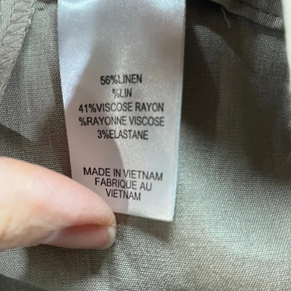 Morning Lady‎ Women's Straight Leg Beige Linen Blend Zip Up Pants Size 6 - Image 3