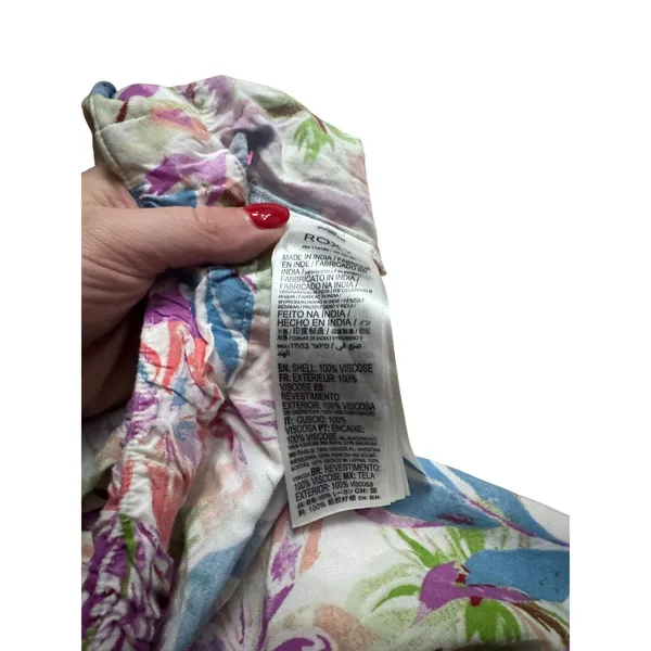 ROXY Womens Floral Wide Leg Lounge Pants Lightweight Boho Casual‎ Costal Size M - Image 5