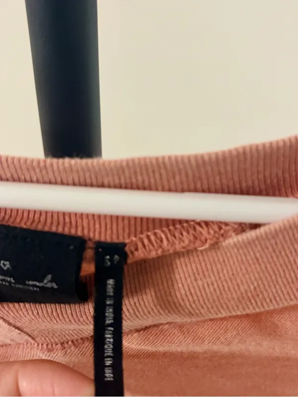 Urban Outfitters Cropped V-Neck Long Sleeve Top - Rust Pink - Image 6