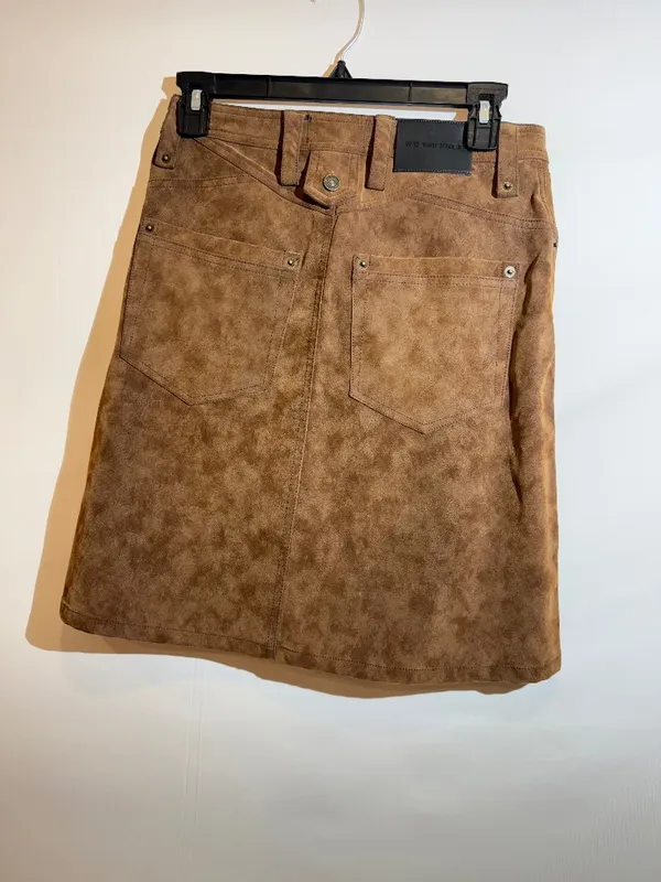 NWT Free People Suzy Chocolate Suede-Look Brown Midi Skirt A-Line Skirt Size 25 - Image 3