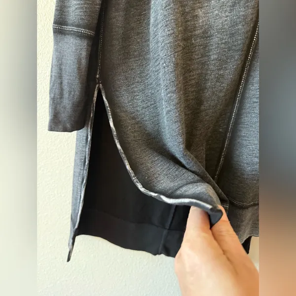 Free People Charcoal Gray V-Neck Long Sleeve Sweatshirt Dress - Image 8