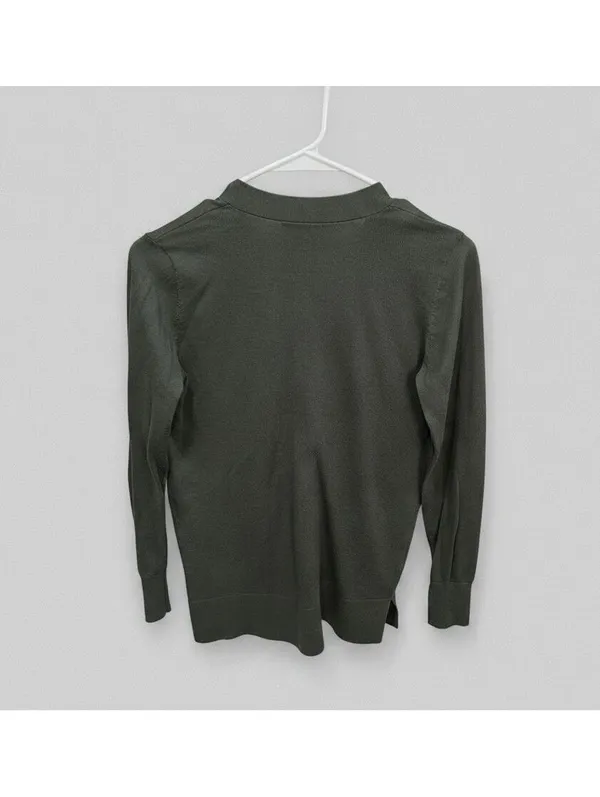 LOFT Cardigan Sweater XS Olive Green Button Front V Neck Cottage Granola NWOT - Image 3