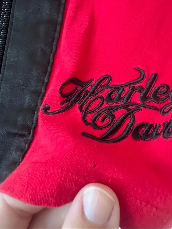 Harley Davidson Red And Black Zipper Front Tank Top Woman’s Small Y2K 12/2011 - Image 4