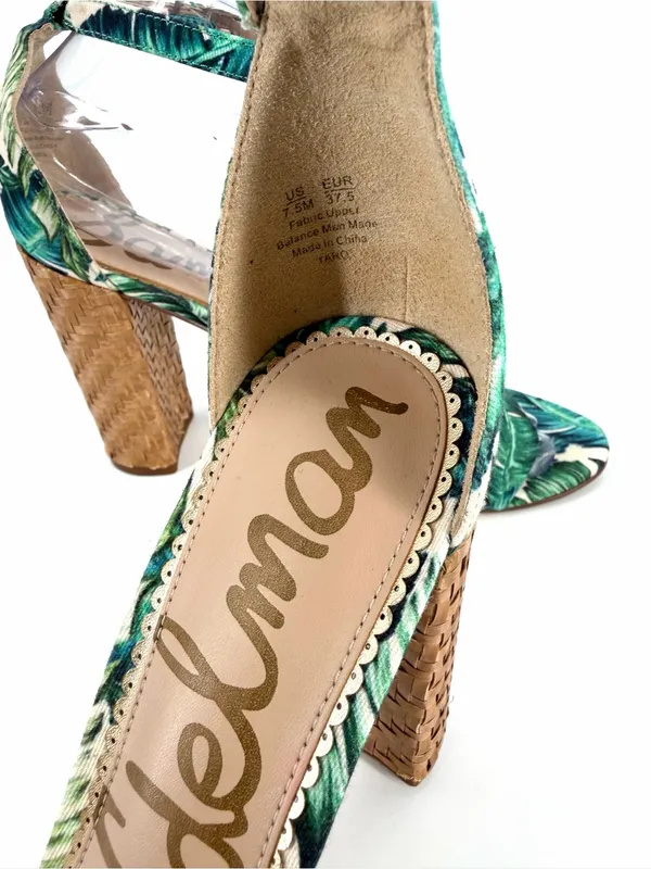 Sam Edelman Yaro Jade Palm Print Ankle Strap Summer Tropical Botanical Sandals - Image 6