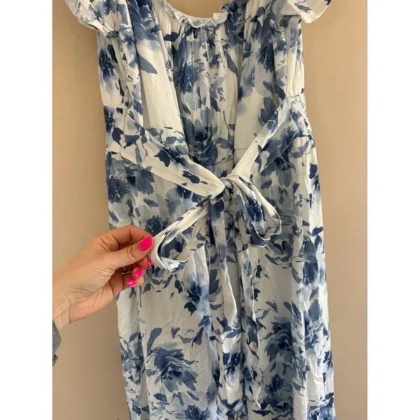 Lulus Delightfully Sweet White Floral Off-the-Shoulder Midi Dress Size XL Beach - Image 9