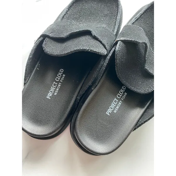 Project Cloud Genuine Suede Cassie Clogs Black Size 7 - Image 3