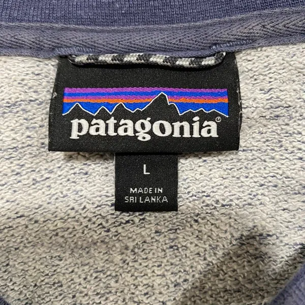Patagonia Striped Crewneck Sweatshirt L Blue Gray Raglan Outdoor Casual - Image 5
