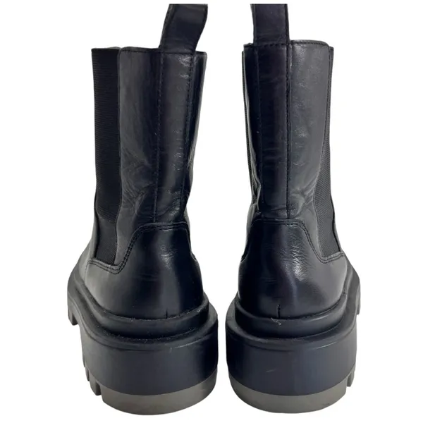 ZARA Chelsea Chunky Black Leather Ankle Boots - Image 9