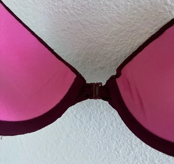 Victoria's Secret PINK Maroon Front Clasp Push-Up Strappy Back Bra 32C - Image 4