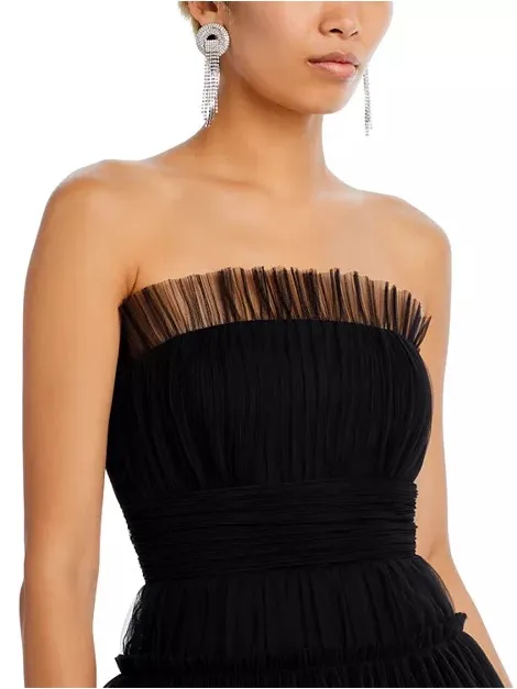 Classic Strapless Black Tulle Cocktail Dress S - Image 7